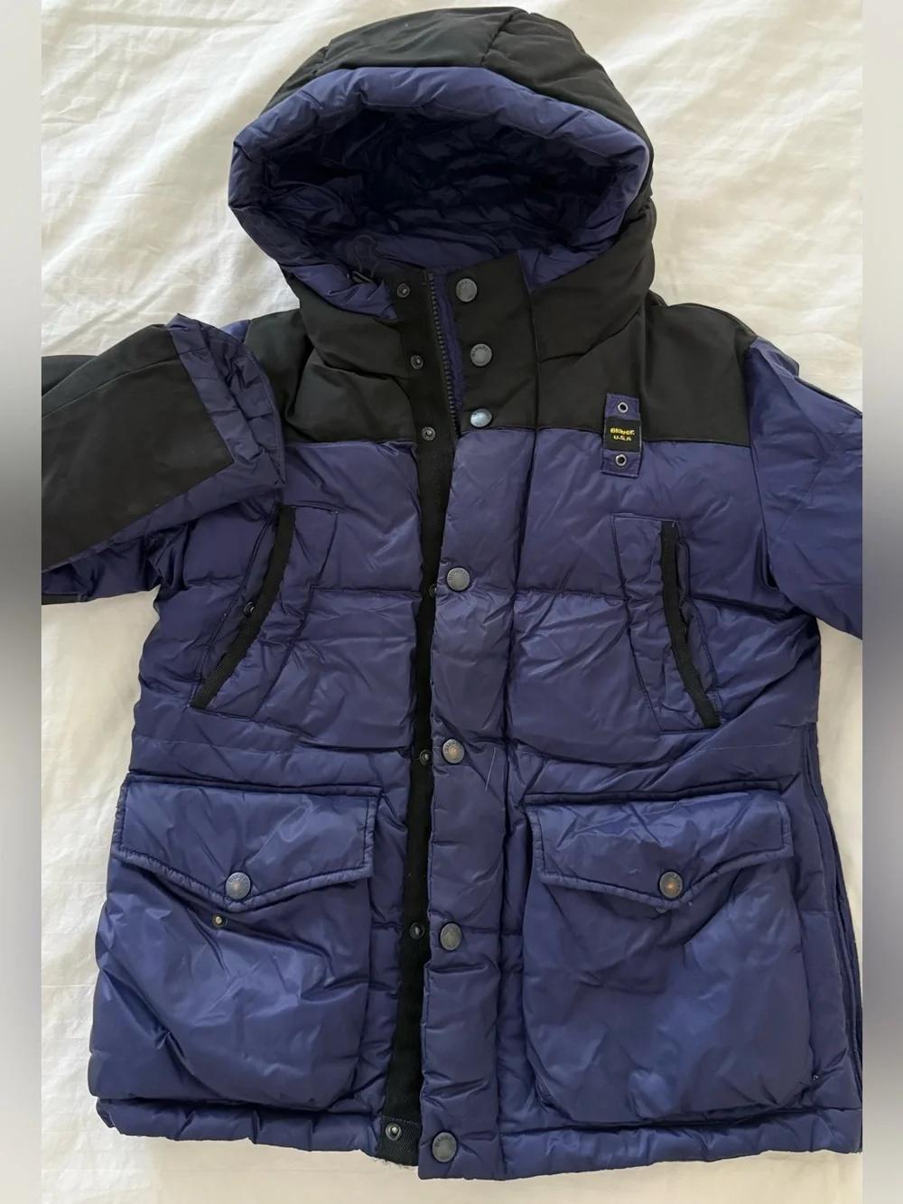 Blauer Kids Navy and Black Hooded Puffer Jacket